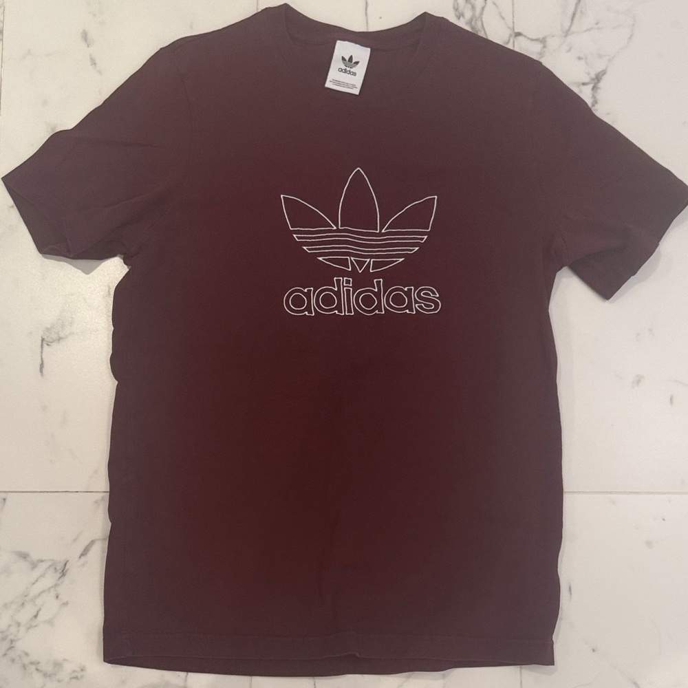 Adidas Men's Burgundy Tee with Logo